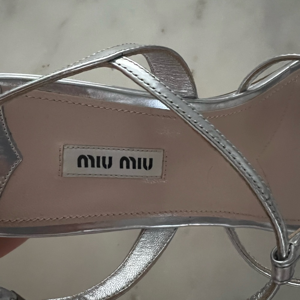 Miu Miu crystal silver flat sandals 41 New SOLD - Picture 4 of 7
